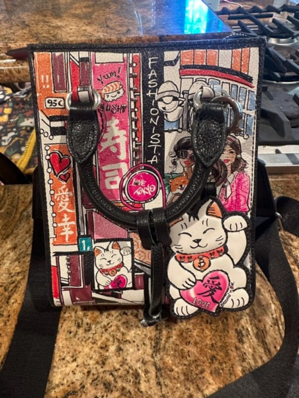 Brighton Fashionista Tokyo Leather Mini Tote with Handbag FOB and Black Strap